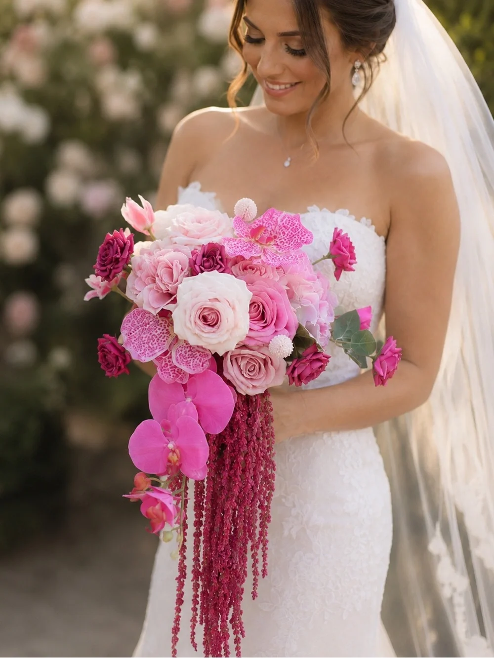 Elegant Pink Faux Floral Bouquet Bridal